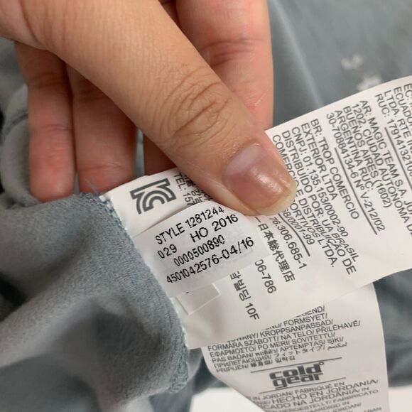 Under Armour Shirt Women XL Extra Large Gray Mint Micro Fleece Raglan Thumbhole - Picture 11 of 14